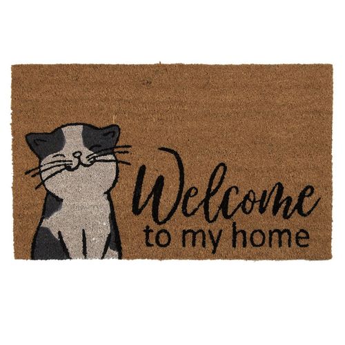Fussmatte 75 x 45 cm "Welcome to my home" mit Katze